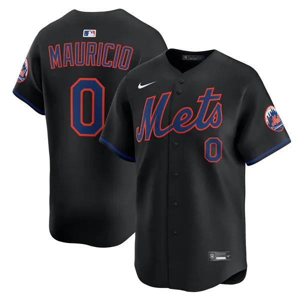 Mens New York Mets #0 Ronny Mauricio Nike Black Alternate Limited Jersey