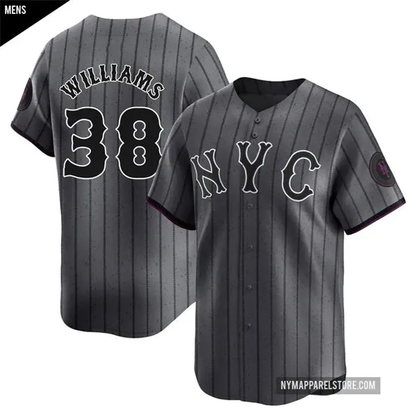 Mens New York Mets #38 Devin Williams Nike Graphite City Connect Limited Jersey