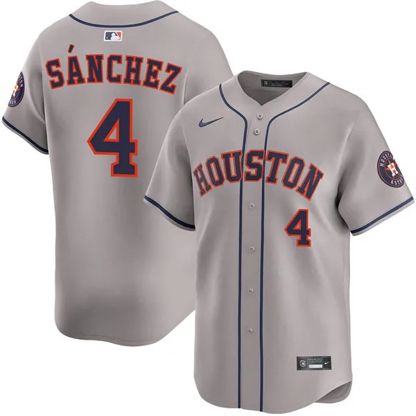 Mens Houston Astros #4 Jesus Sanchez Nike Gray Road Limited Jersey