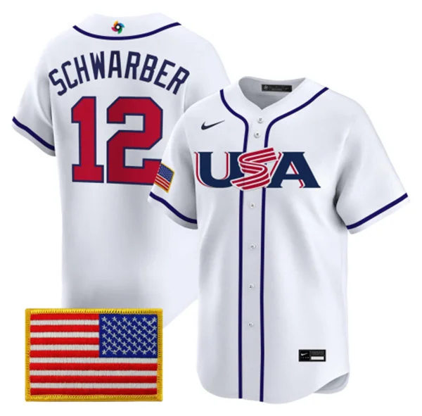 Team USA #12 Kyle Schwarber Nike White 2026 World Baseball Classic Limited Jersey