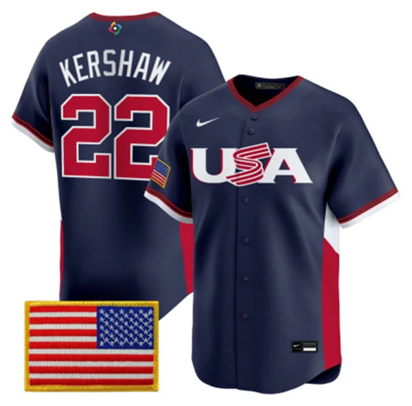Team USA #22 Clayton Kershaw Nike Navy 2026 World Baseball Classic Limited Jersey