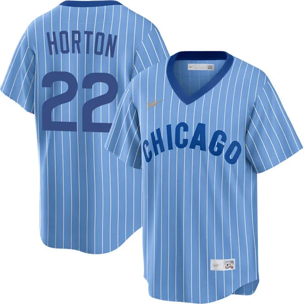 Mens Chicago Cubs #22 Cade Horton Blue Pinstripe Pullover 1978 Cooperstown Jersey