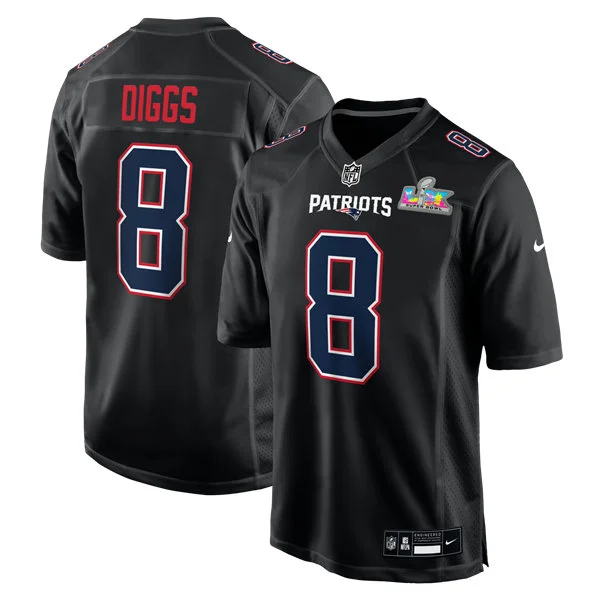 Mens New England Patriots #8 Stefon Diggs Black Fashion Game Jersey