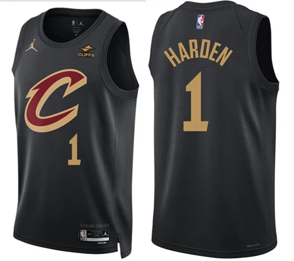 Mens Cleveland Cavaliers #1 James Harden Black Statement Edition Swingman Jersey