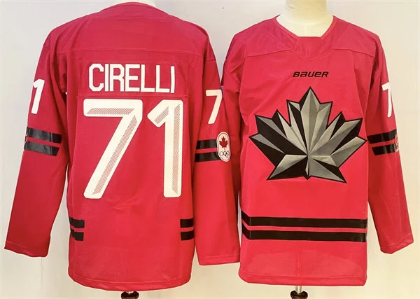 Men's Canada #71 Macklin Celebrini 2026 Canada Olympic Hockey Jersey Red