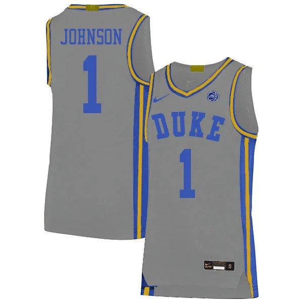Mens Duke Blue Devils #1 Jalen Johnson Nike Gray College Basketball Game Jersey