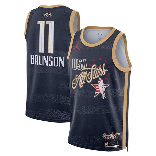 New York Knicks #11 Jalen Brunson Navy 2026 NBA All-Star Game USA Stripes Swingman Jersey