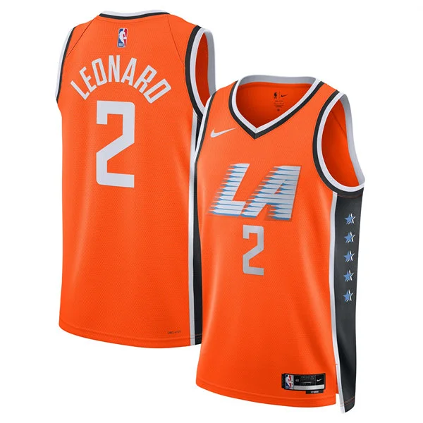 Mens LA Clippers #2 Kawhi Leonard Orange 2025-26 City Edition Swingman Jersey