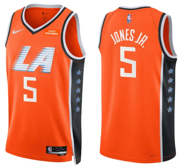 Mens LA Clippers #5 Derrick Jones Jr. Orange 2025-26 City Edition SwingmanJersey