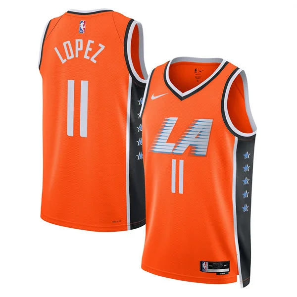 Mens LA Clippers #11 Brook Lopez Orange 2025-26 City Edition Swingman Jersey