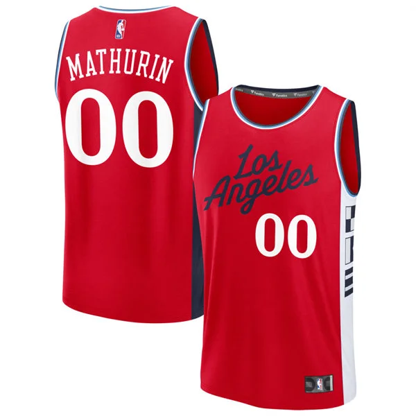 Mens LA Clippers #00 Bennedict Mathurin Red Statement Edition Swingman Jersey