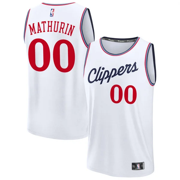 Mens LA Clippers #00 Bennedict Mathurin Nike White Association Edition Swingman Jersey