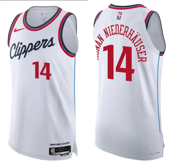 Mens LA Clippers #14 Yanic Konan Niederhauser Nike White Association Edition Swingman Jersey