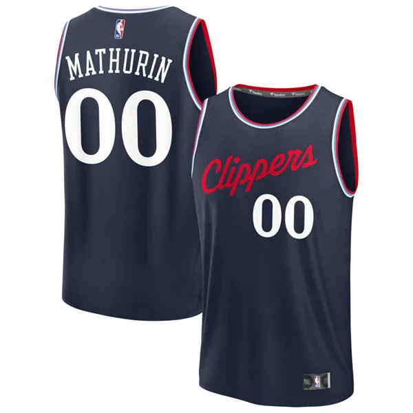 Mens LA Clippers #00 Bennedict Mathurin Nike Navy Icon Edition Swingman Jersey
