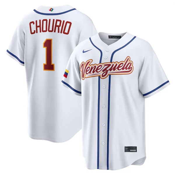 Venezuela Baseball #1 Jackson Chourio Nike White 2026 World Baseball Classic Home Stadium Jersey