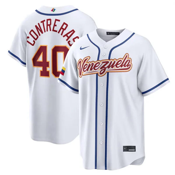 Venezuela Baseball #40 Willson Contreras Nike White 2026 World Baseball Classic Home Stadium Jersey