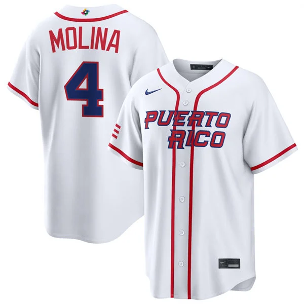 Puerto Rico Baseball #4 Yadier Molina Nike White Home 2026 World Baseball Classic Limited Jersey