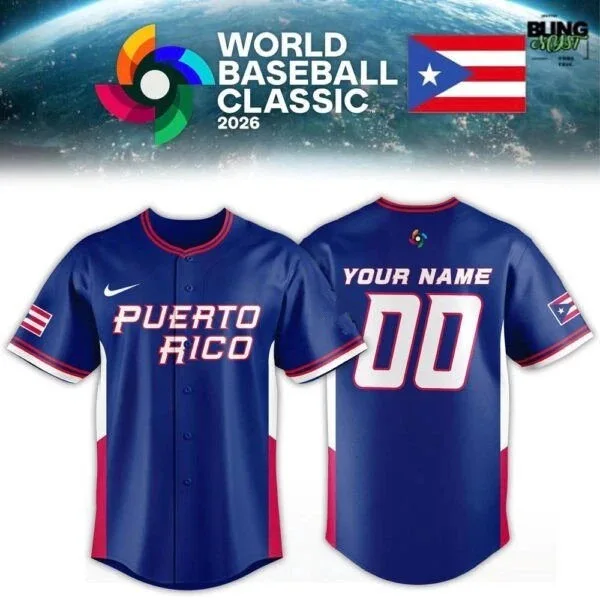 Custom Puerto Rico Baseball Nike Royal Road 2026 World Baseball Classic Limited Jersey