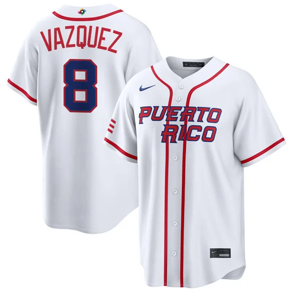Puerto Rico Baseball #8 Luis Vazquez Nike White Home 2026 World Baseball Classic Limited Jersey