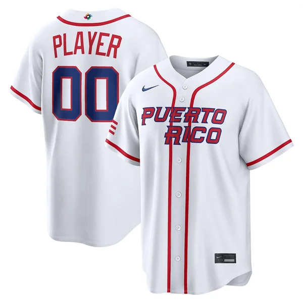 Custom Puerto Rico Baseball Nike White Home 2026 World Baseball Classic Limited Jersey