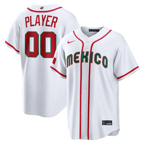 Custom Mexico Baseball Nike White Home 2026 World Baseball Classic Limited Jersey