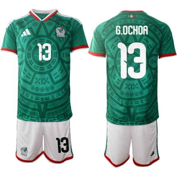Mens Mexico #13 Guillermo Ochoa 2026 FIFA World Cup Green Home Soccer Jersey Suit 