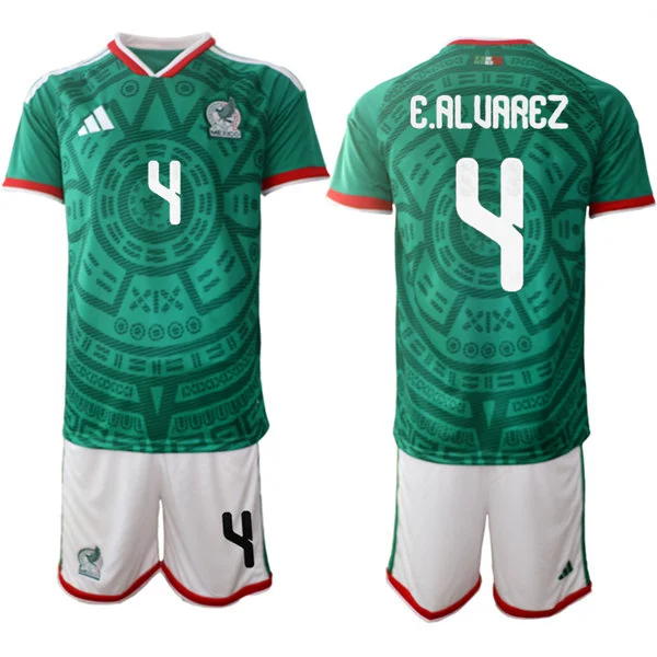 Mens Mexico #4 Edson Alvarez 2026 FIFA World Cup Home Green Soccer Jersey Suit