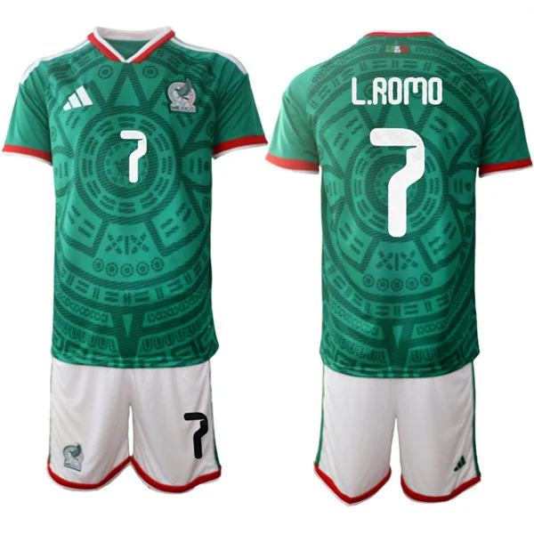 Mens Mexico #7 Luis Romo 2026 FIFA World Cup Home Green Soccer Jersey Suit
