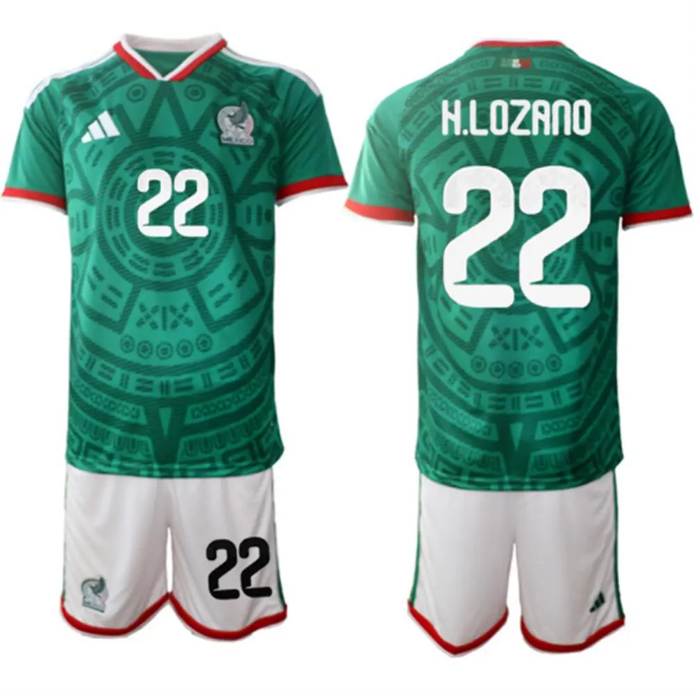 Mens Mexico #22 Hirving Chucky Lozano Green 2026 FIFA World Cup Home Soccer Jersey
