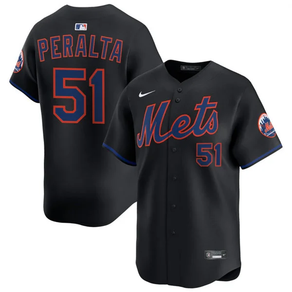 Mens New York Mets #51 Freddy Peralta Nike Black Alternate Limited Jersey