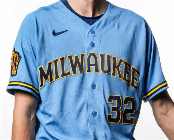 Mens Milwaukee Brewers #32 Jacob Misiorowski Nike 2026 Light Blue Road Limited Jersey