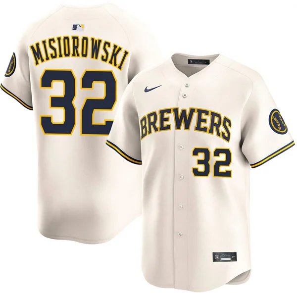 Mens Milwaukee Brewers #32 Jacob Misiorowski Nike Cream Home Limited Jersey