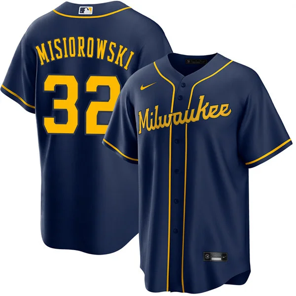 Mens Milwaukee Brewers #32 Jacob Misiorowski Nike Navy Alternate Limited Player Jersey