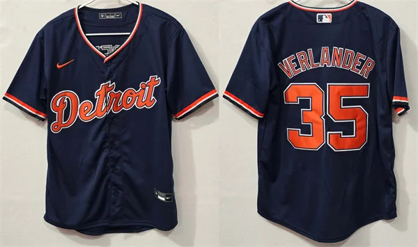 Men's Detroit Tigers #35 Justin Verlander Nike 2026 Navy Alternate Limited Jersey
