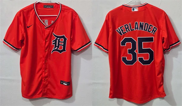 Men's Detroit Tigers #35 Justin Verlander Nike 2026 Orange Alternate Limited Jersey