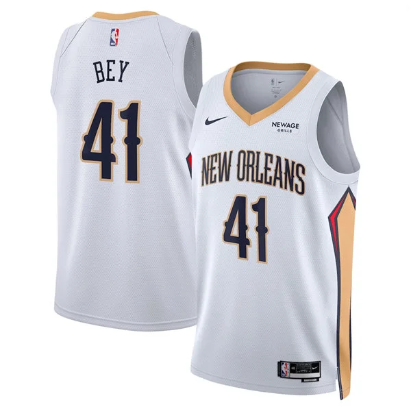 Mens New Orleans Pelicans #41 Saddiq Bey Nike White Association Edition Swingman Jersey
