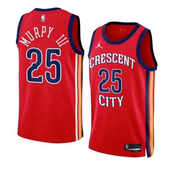 Mens New Orleans Pelicans #25 Trey Murphy III Red 2025-26 Statement Edition Swingman Jersey