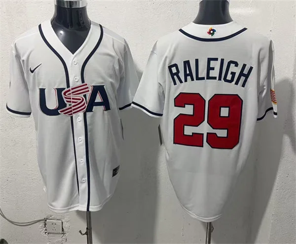 Mens Team USA #29 Cal Raleigh 2026 World Baseball Classic Limited Jersey White