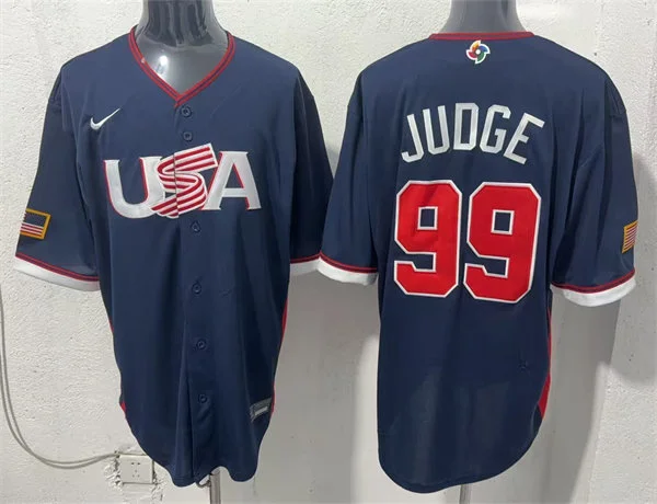 Mens Team USA #99 Aaron Judge 2026 World Baseball Classic Limited Jersey Navy