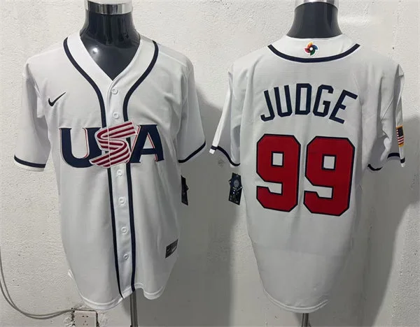 Mens Team USA #99 Aaron Judge 2026 World Baseball Classic Limited Jersey White