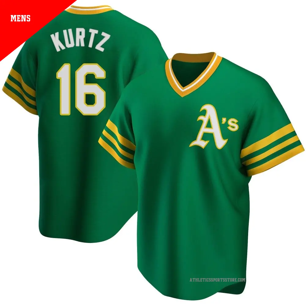 Men's Athletics #16 Nick Kurtz Nike Green Pullover Cooperstown Jersey