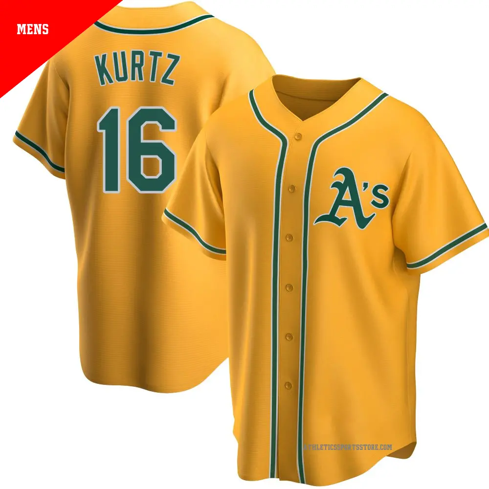 Men's Athletics #16 Nick Kurtz Nike 2025 Gold Alternate Limited Jersey