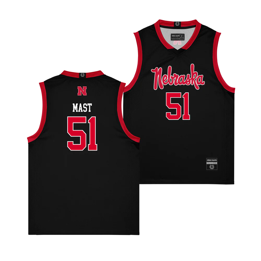 Nebraska Cornhuskers #51 Rienk Mast 2026 Black Script Edition Basketball jersey