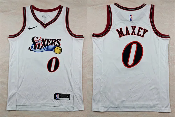 Mens Philadelphia 76ers #0 Tyrese Maxey Nike White Hardwood Classics Swingman Jersey