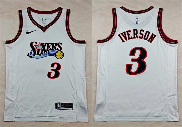 Mens Philadelphia 76ers #3 Allen Iverson Nike White Hardwood Classics Swingman Jersey