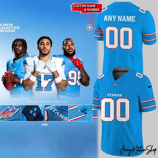 Tennessee Titans Custom Nike 2026 Light Blue Vapor F.U.S.E. Limited Jersey