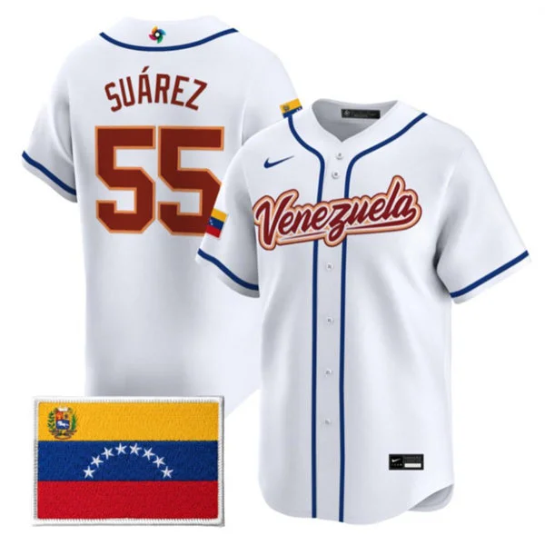Venezuela #55 Ranger Suarez Nike White 2026 World Baseball Classic Home Stadium Jersey