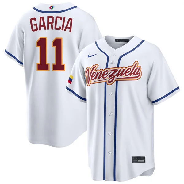 Venezuela #11 Maikel Garcia Nike White 2026 World Baseball Classic Home Stadium Jersey