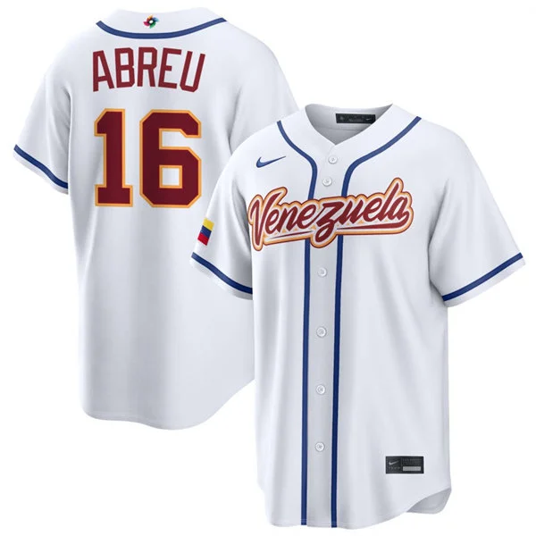 Venezuela #16 Wilyer Abreu Nike White 2026 World Baseball Classic Home Stadium Jersey