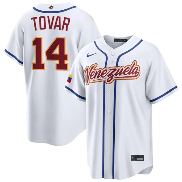 Venezuela #14 Ezequiel Tovar Nike White 2026 World Baseball Classic Home Stadium Jersey